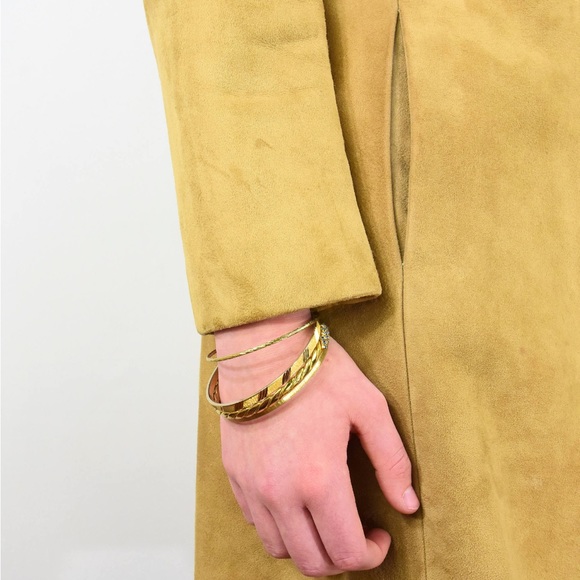 Stunning! 50s Vintage Fitted Coat Rubbed Suede Princess Coat Mink Fur Collar S - Picture 3 of 7